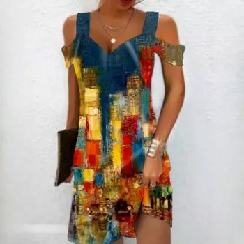 Женские летние элегантные платья с принтом в стиле темперамент S красный