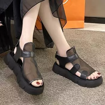 Женские летние босоножки Fish Mouth Босоножки на высоком каблуке Босоножки на покатом каблуке 41