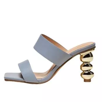 Женские летние босоножки на каблуке с гальваническим покрытием Сандалии на каблуке в форме тыквы 35 абрикосовый