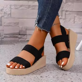 Женские летние босоножки на толстой подошве с плетеной резинкой, повседневная обувь 36 хаки