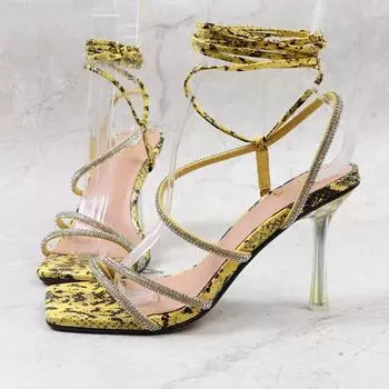 Женские летние босоножки на высоком каблуке 10 см, женские гладиаторы, змеиный каблук со змеиным принтом, зеленые сандалии, фетиш-обувь для выпускного вечера для ночного клуба 42 розовый