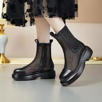 Женские летние ботинки, роскошные женские туфли на платформе до щиколотки, тренд 2024 года, удобные модные походные женские ботинки для активного отдыха 35 чёрный