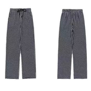 Женские летние брюки Ice Silk в черно-белую клетку, свободные, прямые, с высокой талией, драпированные, узкие, повседневные, тонкие M