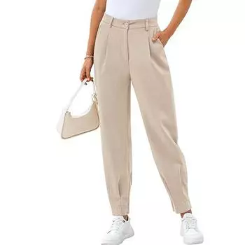 Женские летние брюки с высокой талией, повседневные брюки, брюки с карманами