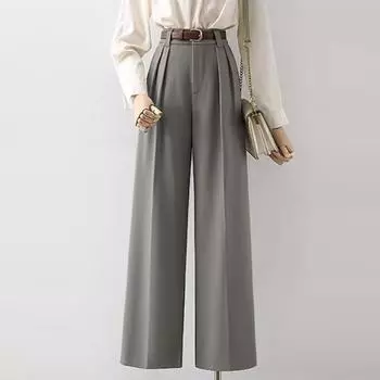Женские летние брюки ZANZEA с эластичной резинкой на талии, однотонные, плиссированные, широкие S серый