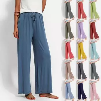 Женские летние драпированные свободные брюки с высокой талией, прямые брюки, повседневные брюки, брюки L