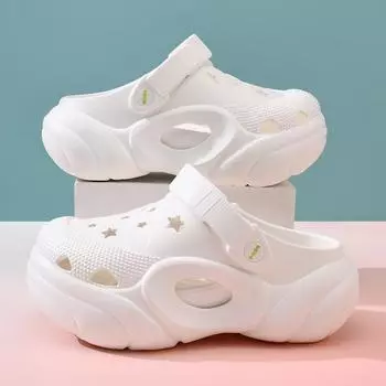 Женские летние дырчатые туфли, нескользящие, дышащие, износостойкие, увеличивающие высоту, полые, дезодорирующие тапочки с мягкой подошвой 40 белый