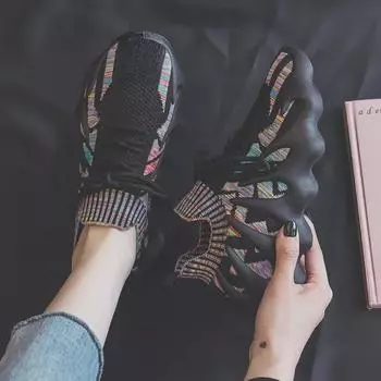 Женские летние дышащие кроссовки для бега в тон - мягкие, тканые, в форме носка JD450-1 35