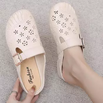 Женские летние дышащие милые сандалии на толстой мягкой подошве, модные пляжные шлепанцы, нескользящая обувь с открытым носком для отдыха на природе 36 чёрный