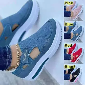 Женские летние дышащие сандалии без шнуровки на танкетке с круглой головкой, однотонные тапочки, легкие кроссовки на липучках 43 розовый