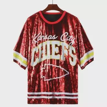 Женские летние футболки для регбийной команды 2024 года с пайетками One Size