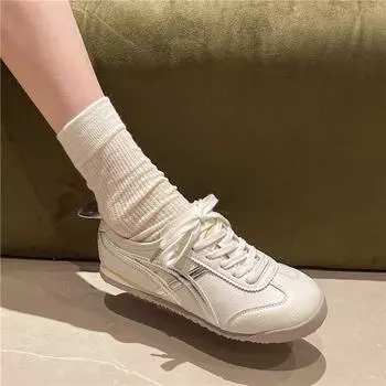 Женские летние и осенние белые туфли в стиле ретро с плоской подошвой, универсальные повседневные туфли, спортивные туфли Ins Tide 35 хаки