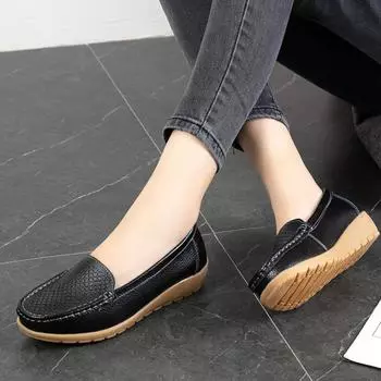 Женские летние и осенние новые повседневные кожаные мокасины Mom 35 белый