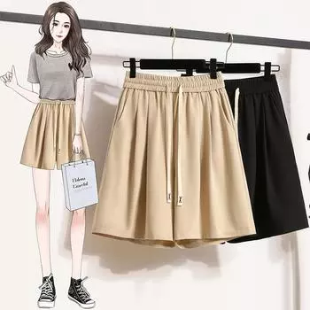 Женские летние капри из ледяного шелка, большие утягивающие широкие брюки, свободные повседневные шорты трапециевидной формы S