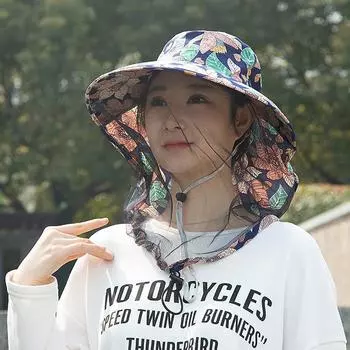 Женские летние кепки с набивным рисунком из полиэстера, козырьки от солнца, кепки от насекомых, противомоскитные, регулируемые, для улицы, 6 стилей