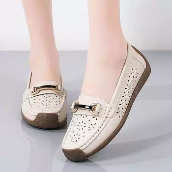 Женские летние классические удобные пенни-лоферы, повседневные, с вырезами, легкие, прогулочные, на плоской подошве, полые, для вождения, для работы, в деловом стиле, мокасины, туфли-лодочки для женщин 35