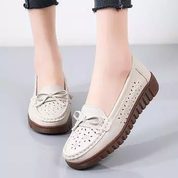 Женские летние классические удобные пенни-лоферы, повседневные, с вырезами, легкие, прогулочные, на плоской подошве, полые, для вождения, для работы, в деловом стиле, мокасины, туфли-лодочки для женщин 35