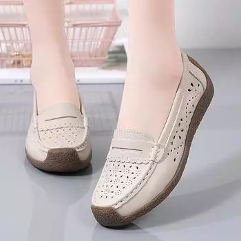Женские летние классические удобные пенни-лоферы, повседневные, с вырезами, легкие, прогулочные, на плоской подошве, полые, для вождения, для работы, в деловом стиле, мокасины, туфли-лодочки для женщин 35