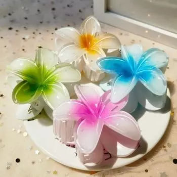 Женские летние коготки для волос яркого цвета в форме цветка, заколка для волос, маленькая заколка в виде акулы, зажим для волос на спине, душ, коготь для волос, аксессуары для волос зелёный