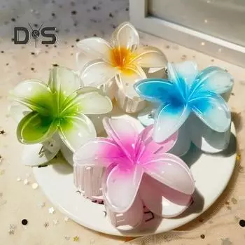 Женские летние коготки для волос яркого цвета в форме цветка, заколка для волос, маленькая заколка в виде акулы, зажим для волос на спине, душ, коготь для волос, аксессуары для волос светло-розовый