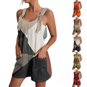 Женские летние комбинезоны, короткие брюки, модные повседневные цельные брюки с принтом в полоску L бежевый