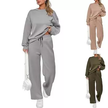 Женские летние комплекты из 2 предметов, комплекты с длинными брюками, повседневный спортивный костюм, шорты с длинными рукавами, костюм L армия зеленый