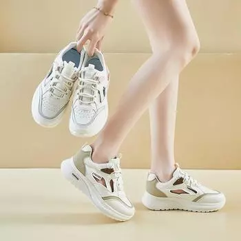 Женские летние кроссовки из дышащей сетки. Удобные кроссовки на шнуровке. Прогулочные туфли из искусственной кожи на массивной платформе. Нескользящие женские теннисные кроссовки. 35