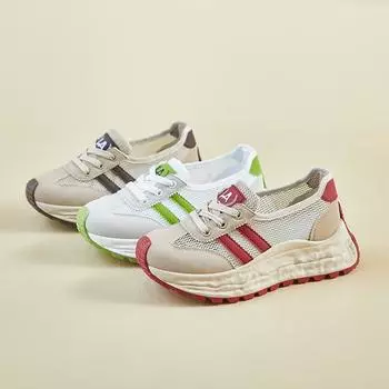 Женские летние кроссовки из дышащей сетки. Удобные кроссовки на шнуровке. Прогулочные туфли из искусственной кожи на массивной платформе. Нескользящие женские теннисные кроссовки. 35