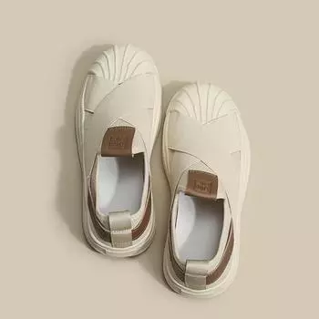 Женские летние кроссовки на платформе 2024 года, новые модные удобные весенние дышащие белые туфли на толстой подошве 35 бежевый