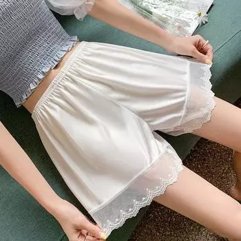 Женские летние кружевные леггинсы из безопасного ледяного шелка - не скручивающиеся, свободные домашние шорты для ношения на открытом воздухе L (105-130 jin) кофейный