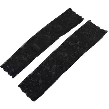 Женские летние кружевные солнцезащитные рукава с дышащей сеткой, кружевные рукава, длинные перчатки без пальцев для вождения One Size чёрный