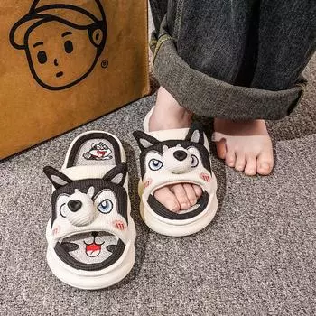 Женские летние льняные тапочки с рисунком - для дома, на толстой подошве, весна/осень, хлопок и лен - уютные тапочки для пола 42-43