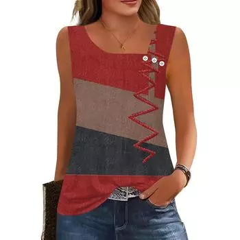 Женские летние майки с квадратным вырезом, без рукавов, на пуговицах, повседневные, нарядные туники, базовые, для работы, футболки, блузки M