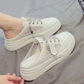 Женские летние маленькие белые туфли с полуприцепом, модные тапочки для ленивых, модные тапочки Baotou 40 белый