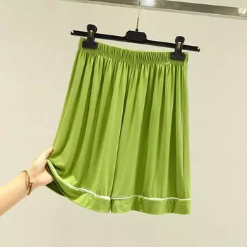 Женские летние модальные пижамные брюки, повседневные большие боксеры, свободные брюки размера плюс, бриджи, верхняя одежда, с высокой талией, тонкие шорты с широкими штанинами Avocado green M (recommended 40.00 kg-50.00 kg