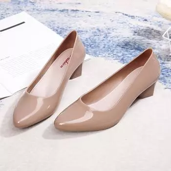 Женские летние модные нескользящие сандалии на среднем каблуке с острым носком 38 абрикосовый