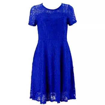 Женские летние модные однотонные кружевные платья с круглым вырезом и коротким рукавом, облегающее мини-платье А-силуэта, азиатский размер в наличии L чёрный