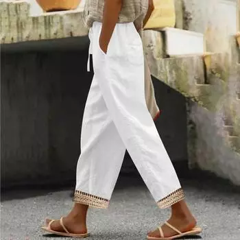 Женские летние модные однотонные повседневные брюки с карманами S розовый