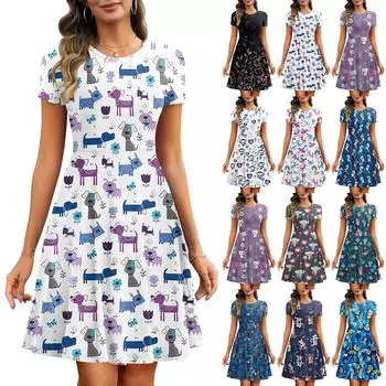 Женские летние модные простые платья с коротким рукавом и карманом в стиле винтаж с принтом в рубчик L розовый