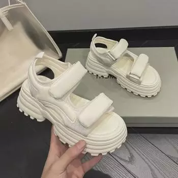 Женские летние модные римские сандалии на толстой подошве 2024 года — удобные, повседневные, универсальные 35 чёрный