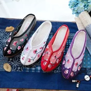 Женские летние модные сетчатые сандалии и тапочки с вышивкой Size 35