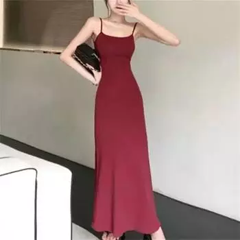 Женские летние модные сексуальные открытые платья с рюкзаком и темпераментом L красный