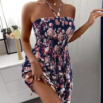 Женские летние модные сексуальные платья с вырезом без рукавов S цветной печати леопарда