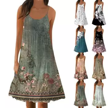 Женские летние модные свободные повседневные пляжные жилеты с цветочным принтом и пляжными платьями L чёрный