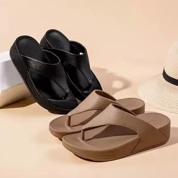 Женские летние модные тапочки 2025 года — повседневные нескользящие толстые подошвы, пляжная обувь с открытым носком из материала ЭВА 36 чёрный