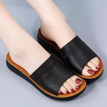 Женские летние модные тапочки на толстой подошве, домашние тапочки, повседневные тапочки 36 чёрный