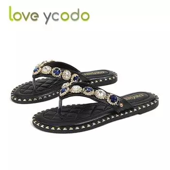 Женские летние модные тапочки с бриллиантами, удобные студенческие пляжные тапочки для девочек, большие размеры 34-43 43 чёрный