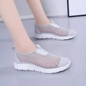 Женские летние мокасины для вождения Hollow, удобные повседневные туфли без застежек для девочек, кроссовки большого размера EU: 35 чёрный