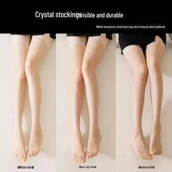 Женские летние невидимые чулки до бедра с антизацепами и кристаллами