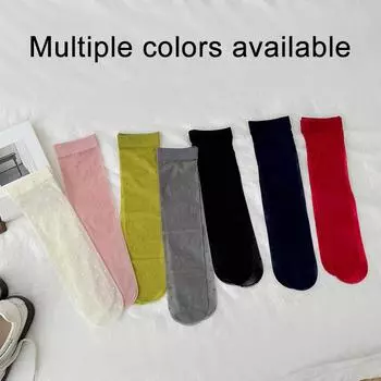 Женские летние носки до середины икры, эластичные прозрачные длинные носки в горошек, сетчатые ультратонкие дышащие носки светло-зеленый